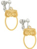 Large Gold Tone Owl Outline Clip On Earrings