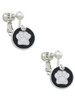 White Paw on Black Disc Clip On Earrings