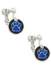 Navy Blue Paw on Black Disc Clip On Earrings