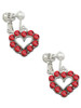 Open Heart with Red Crystal Border Clip On Earrings