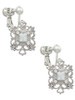 Square AB Crystal with Filigree Clip On Earrings