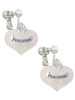 Precious White Heart with Baby Feet Clip On Earrings