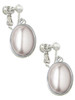 Small Grey Imitation Pearl Clip On Earrings