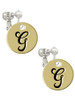 Large Gold Tone Disc Letter - G - 3/4'' Clip On Earrings