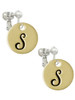 Large Gold Tone Disc Letter - S - 3/4'' Clip On Earrings
