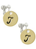 Large Gold Tone Disc Letter - T - 3/4'' Clip On Earrings