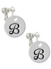Large Script Letter - B - 3/4'' Disc - Clip On Earrings