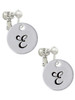 Large Script Letter - E - 3/4'' Disc - Clip On Earrings