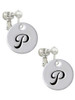 Large Script Letter - P - 3/4'' Disc - Clip On Earrings