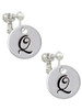 Large Script Letter - Q - 3/4'' Disc - Clip On Earrings