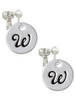Large Script Letter - W - 3/4'' Disc - Clip On Earrings