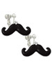 Large Black Enamel Mustache Clip On Earrings