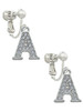 Crystal Initial - A - Beaded Border - Clip On Earrings