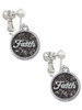 Antiqued Round Seal - Faith Clip On Earrings