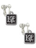 Antiqued Square Seal - Love with Heart Clip On Earrings