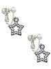 Open Black Star with Clear Crystals Clip On Earrings