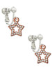 Open Rose Gold Tone Star with Clear Crystals Clip On Earrings