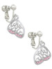 Open Pink Crystal Butterfly Wing Clip On Earrings