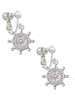 AB Crystal Ship Wheel Clip On Earrings