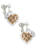Brown Giraffe Print Heart with Nurse Hat Clip On Earrings