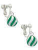 3-D Green and Striped Ornament Clip On Earrings