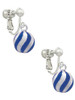 3-D Blue and Striped Ornament Clip On Earrings