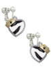Zebra Print Heart with Nurse Hat Clip On Earrings