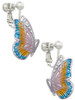 Large Translucent Pastel Flying Butterfly Clip On Earrings