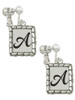 Pebble Border Initial - A Clip On Earrings