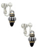 Two Tone Drop with Black Crystal Clip On Earrings