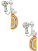 3-D Enamel Orange Slice Clip On Earrings