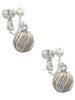 3-D Gold Tone and Striped Ornament Clip On Earrings