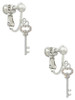 Small Clear AB Crystals Oval Key Clip On Earrings