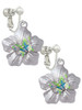 Lime Green & Hot Blue Butterfly on Large Flower Clip On Earrings