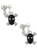 Small Black Resin Skull with AB Crystals Clip On Earrings
