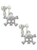 Skull with 3 AB Crystals Clip On Earrings