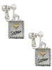 Shadow Box ''Sister'' with Gold Tone Heart Clip On Earrings