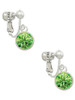 10mm Lime Green Crystal Drop Clip On Earrings