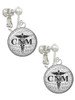 Domed Black CNM Clip On Earrings