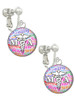 Domed Multi Color MA Clip On Earrings