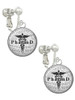 Domed Black PharmD Clip On Earrings