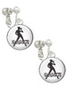 Domed Jazz Girl with Hat Clip On Earrings