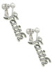 Script ''Faith'' with Clear Crystals Clip On Earrings