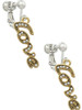 Gold Tone Script ''Love'' with Clear Crystals Clip On Earrings
