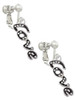 Script ''Love'' with Clear Crystals Clip On Earrings
