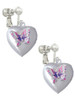 Pink & Purple Butterfly Locket Clip On Earrings