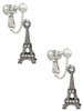 Black Nickel Tone AB Crystal Eiffel Tower Clip On Earrings