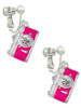 Pink Camera Clip On Earrings