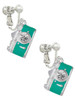 Teal Camera Clip On Earrings