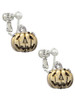 3-D Large Gold Tone Jack O' Lantern with Leaves Clip On Earrings